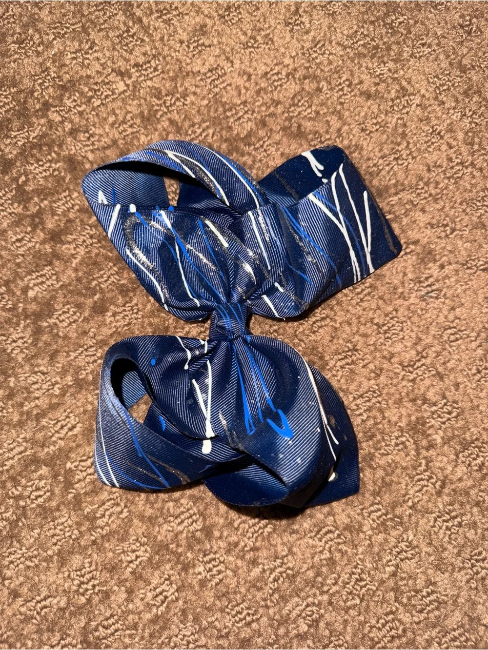 Blue Patterned Hair Bow for Girls